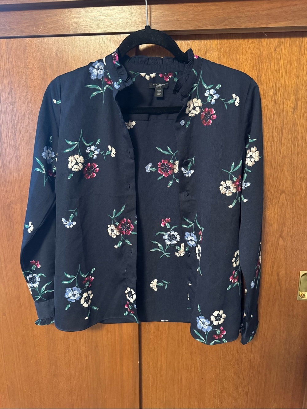 Ann Taylor navy blue Floral Button-Down Shirt